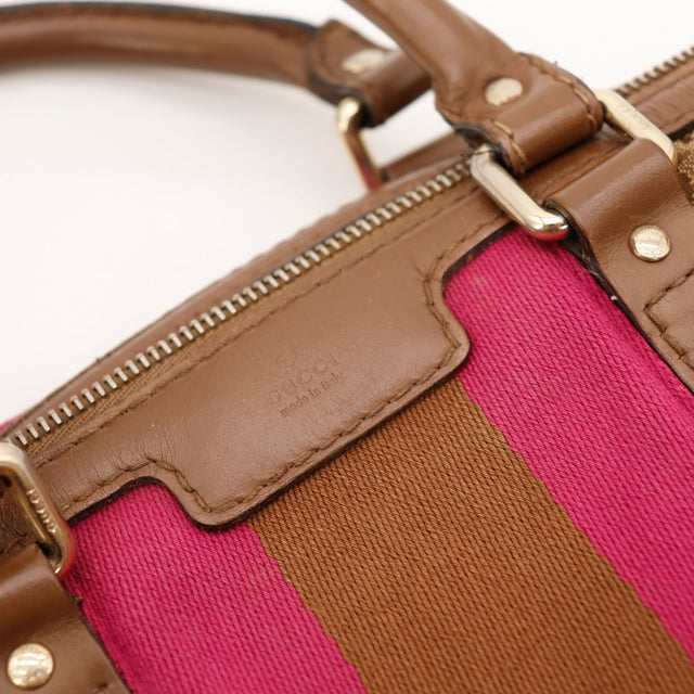Detail cuir marron anses et zip Gucci Boston Web occasion — AMANA Vintage