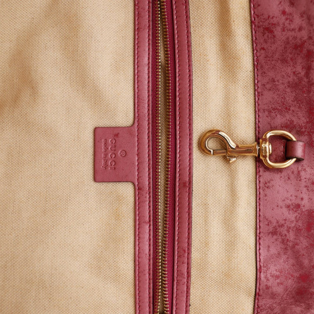 Detail interieur zip et cuir bordeaux Tote Bag Gucci — AMANA Vintage