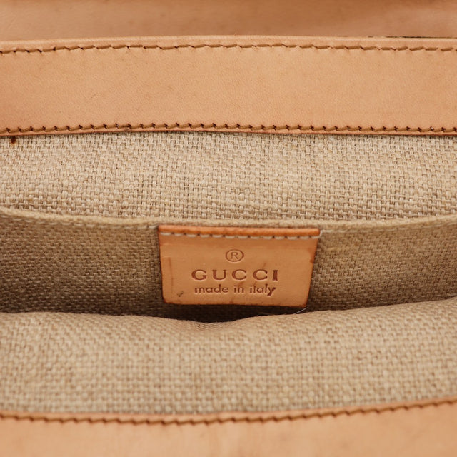 Intérieur Gucci Tote Bag Bella Bambou doublure toile beige étiquette Gucci Made in Italy — AMANA Vintage