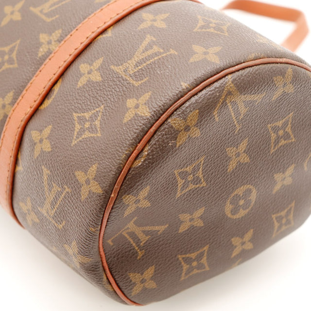 Vue posée Louis Vuitton Papillon 30 toile Monogramme anse vachette — AMANA Vintage