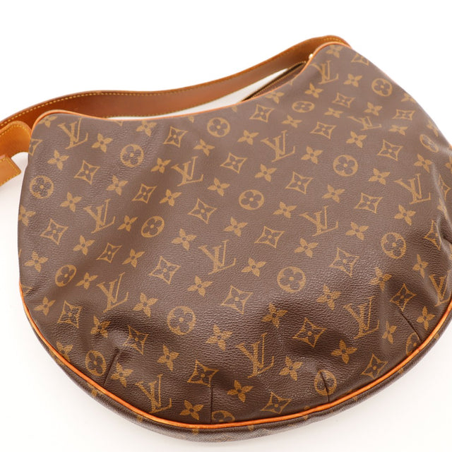 Détail toile Monogramme et cuir vachette Louis Vuitton Croissant MM — AMANA Vintage