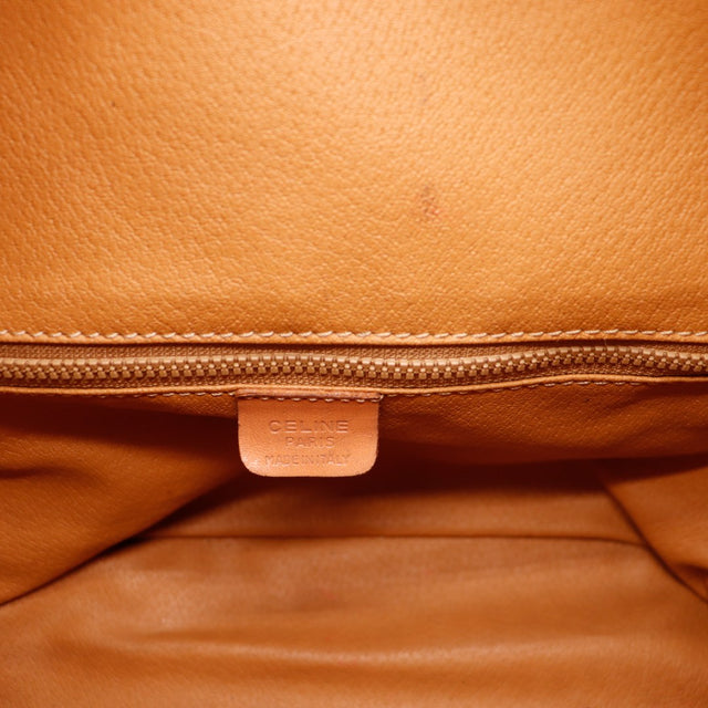 Intérieur Seau Céline Macadam doublure cuir caramel et poche zip — AMANA Vintage