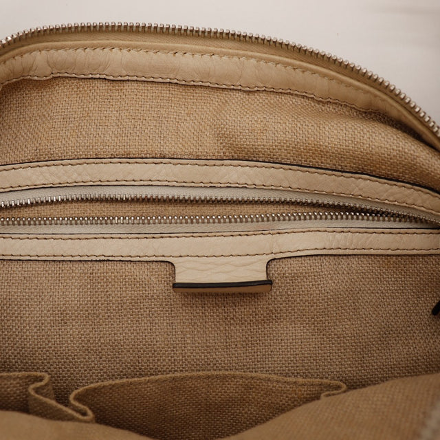 Intérieur Hobo Gucci doublure textile beige zip poche intérieure — AMANA Vintage