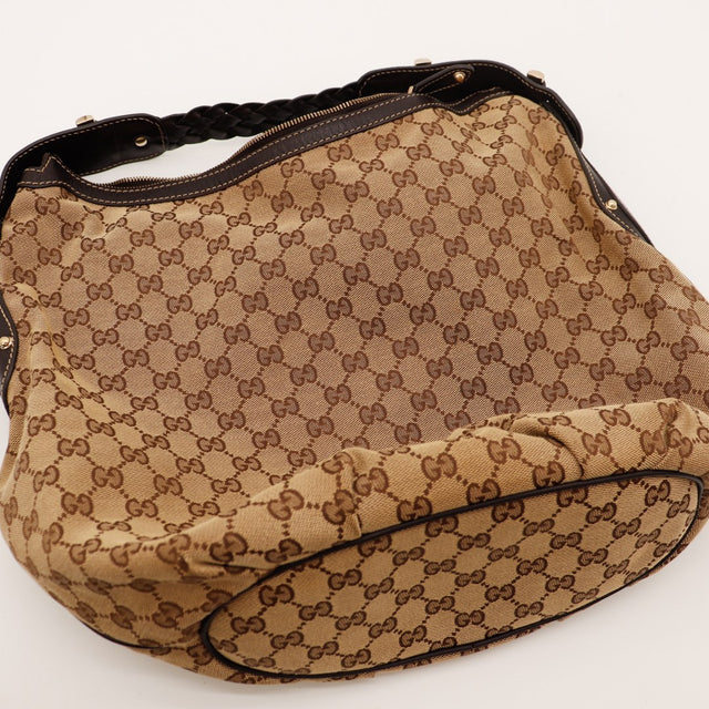 Détail couché Hobo Gucci toile monogrammée vue du dessus — AMANA Vintage