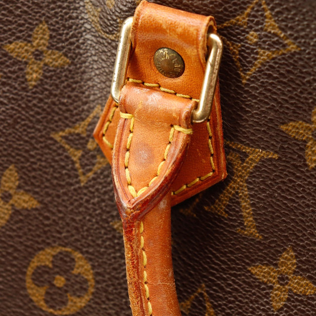 Vue coin superieur Louis Vuitton Speedy 30 Monogram traces frottement toile — AMANA Vintage
