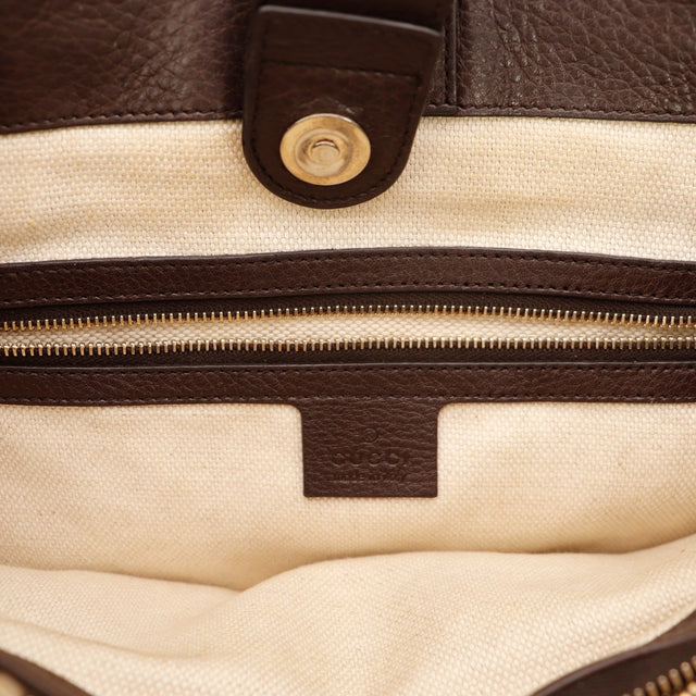Intérieur doublure toile naturelle Tote Bag Bambou Gucci poche zippée — AMANA Vintage