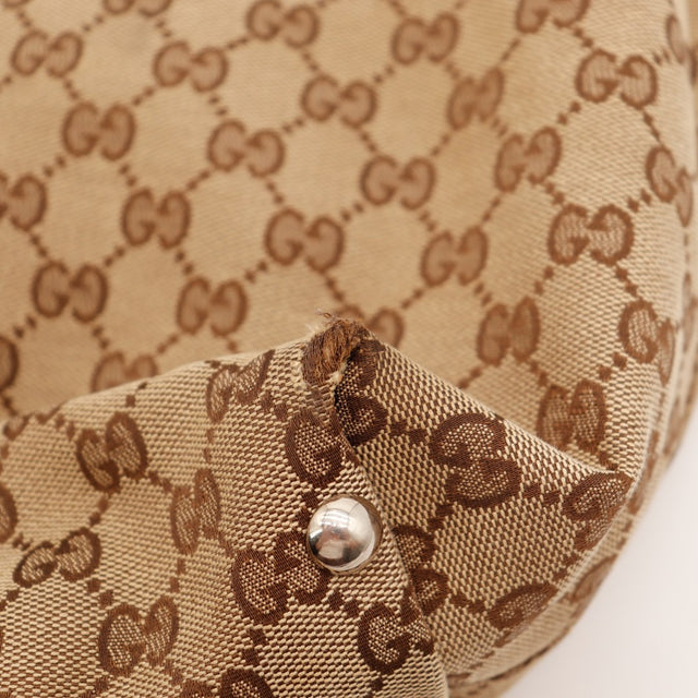 Détail coin inférieur effilochage canvas Tote Bag Gucci — AMANA Vintage