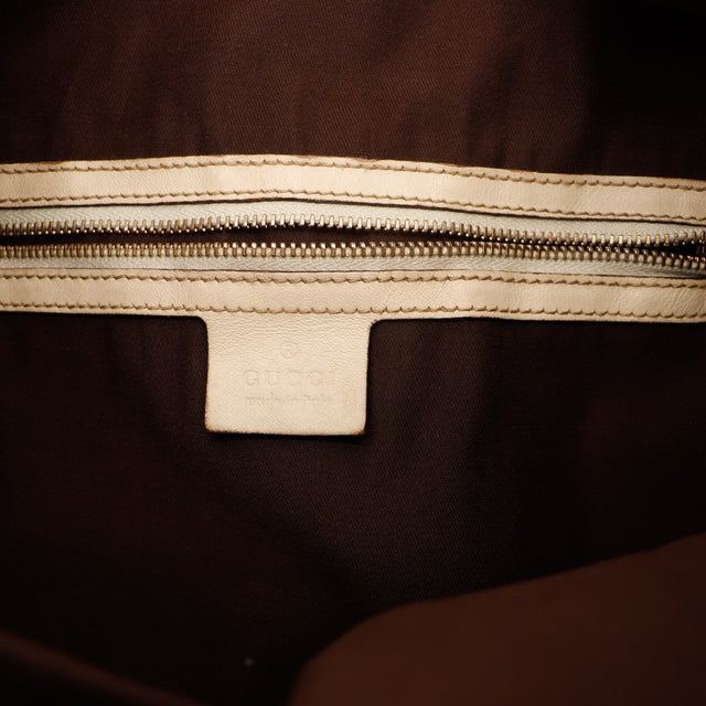 Intérieur Hobo Gucci doublure textile sombre poche zippée ivoire — AMANA Vintage