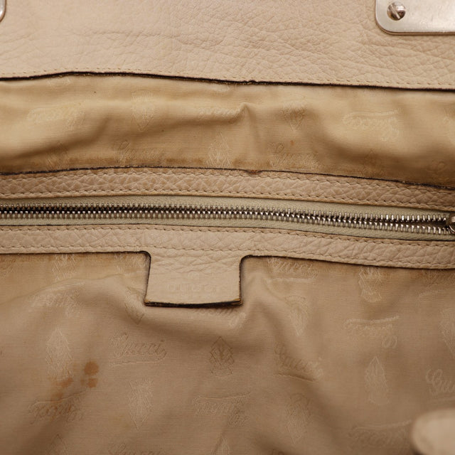 Intérieur Tote Bag Bambou Gucci doublure beige taches visibles — AMANA Vintage