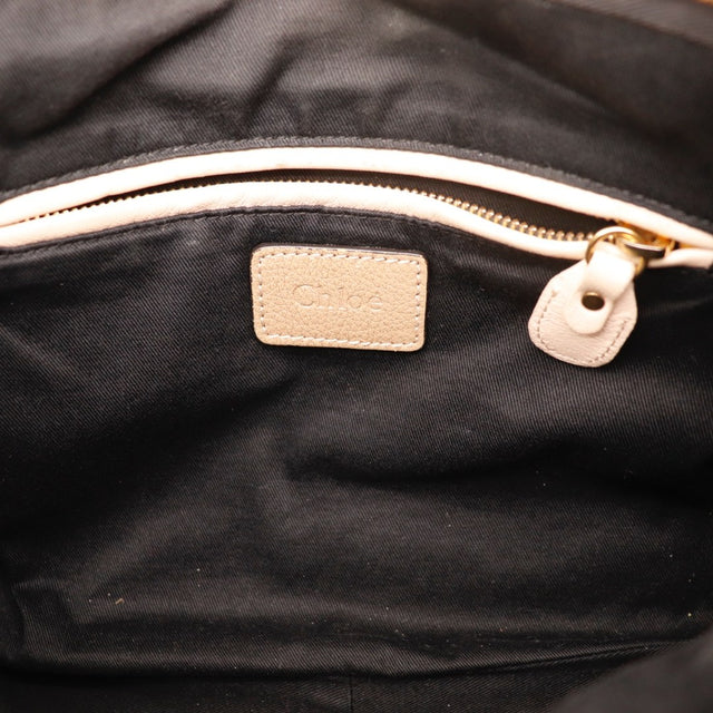 Zip latéral et curseur Chloé Paraty cuir beige — AMANA Vintage