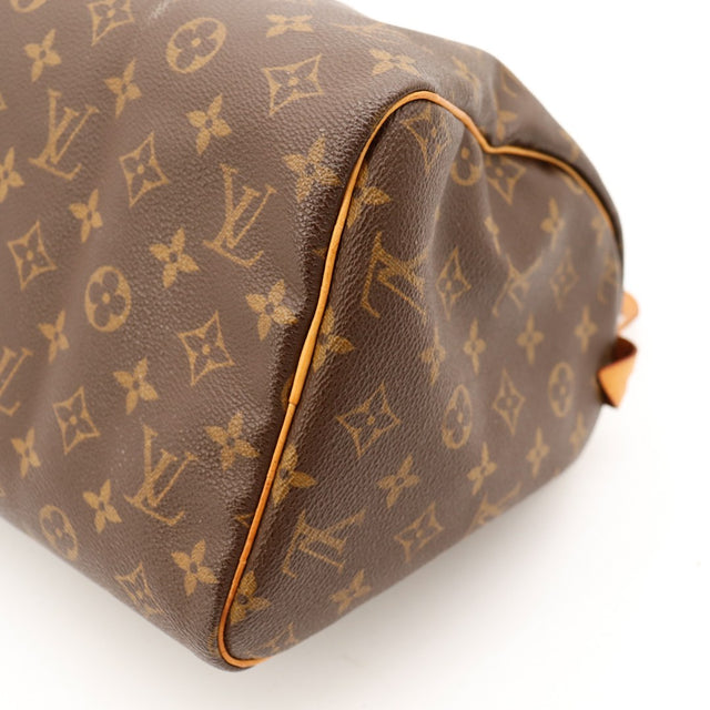 Detail coin lateral superieur Louis Vuitton Speedy 30 tab vachette zip — AMANA Vintage