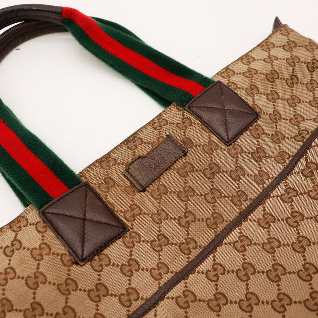 Detail anses velours Web Gucci usure visible — AMANA Vintage