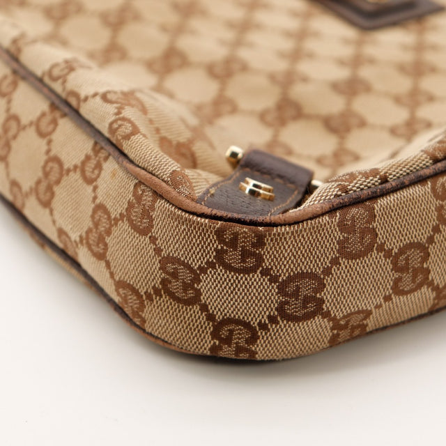 Detail coin inferieur sac Gucci Tote Horsebit toile canvas occasion — AMANA Vintage