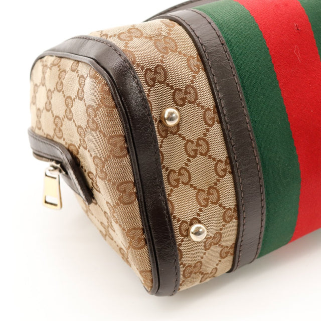 Intérieur doublure textile beige Gucci Boston Joy Web propre occasion authentique — AMANA Vintage