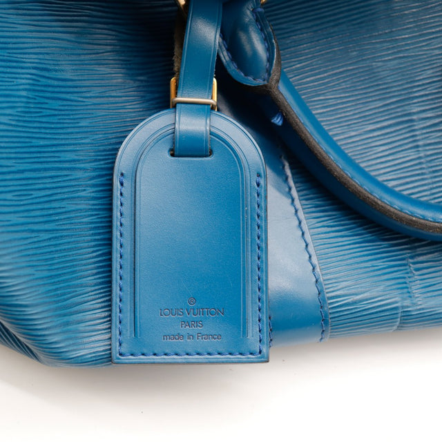 Étiquette bagage cuir Épi bleu Louis Vuitton Keepall 50 made in France — AMANA Vintage