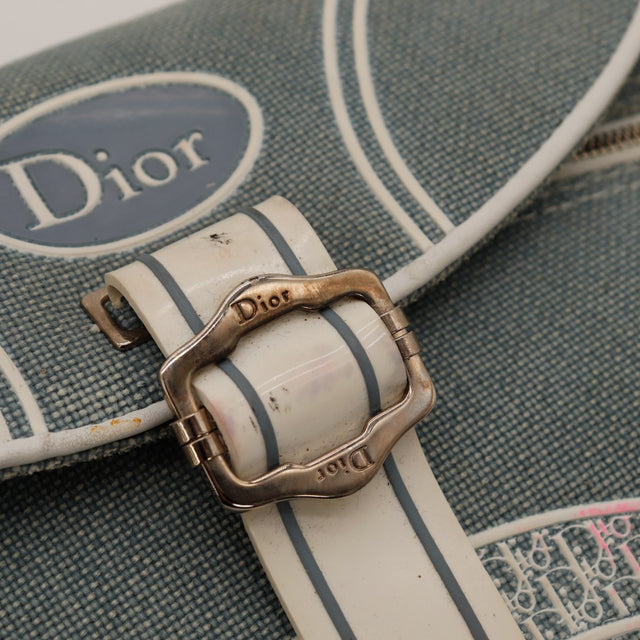 Détail bandoulière poignée cuir blanc intérieur Dior Trotter — AMANA Vintage