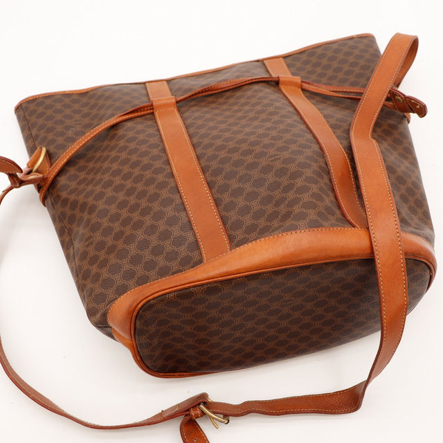 Sac Celine Seau Macadam posé à plat vue du dessus cuir et toile Macadam — AMANA Vintage