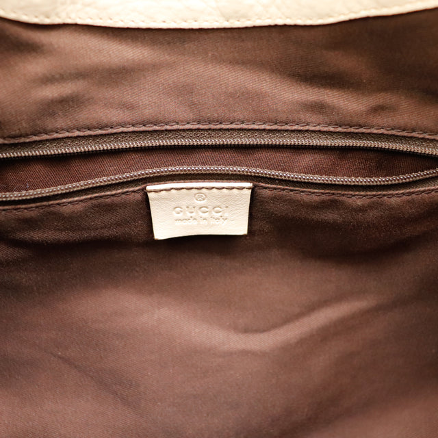 Interieur Gucci Hobo Web doublure marron etiquette cuir ivoire — AMANA Vintage