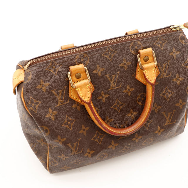 Vue rapprochée anses vachette Louis Vuitton Speedy 25 occasion — AMANA Vintage