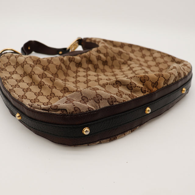 Détail fond cuir Gucci Hobo Interlocking G occasion — AMANA Vintage