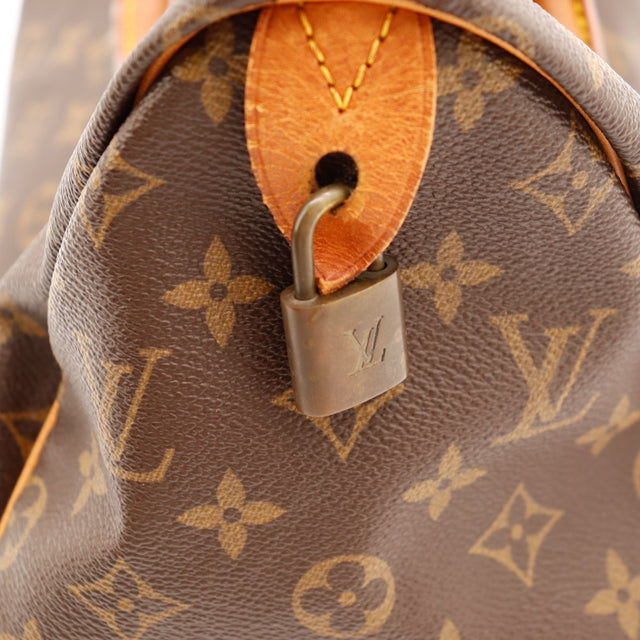 Détail cadenas Louis Vuitton Speedy 35 patiné sans clé — AMANA Vintage