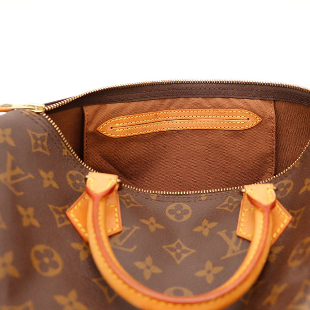 Intérieur Louis Vuitton Speedy 30 doublure textile marron poche zippée — AMANA Vintage