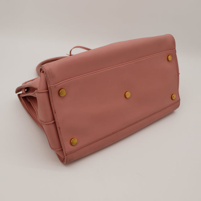 Detail soufflets accordeon Saint Laurent Sac de Jour Grand rose occasion — AMANA Vintage