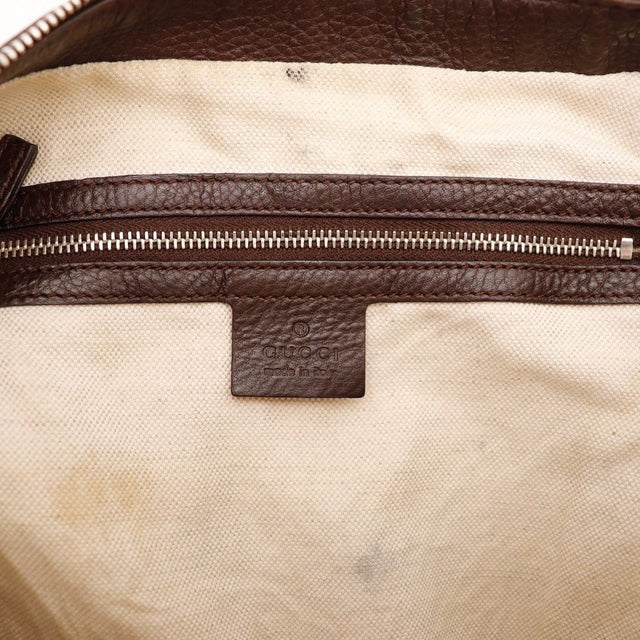Détail intérieur Gucci Hobo Bamboo doublure textile et marquage occasion authentique — AMANA Vintage