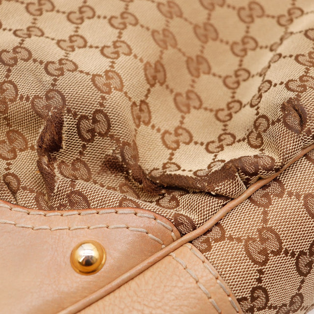 Detail toile monogrammée et garniture cuir Gucci Hobo — AMANA Vintage