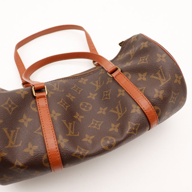 Detail anses cuir vachette caramel Louis Vuitton Papillon 26 — AMANA Vintage