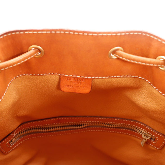 Intérieur Céline Seau Macadam cuir naturel doublure cuir beige poche zippée — AMANA Vintage