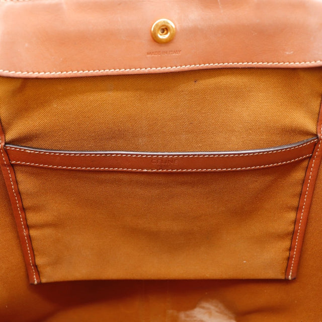 Vue du fond Céline Cabas Triomphe toile Triomphe marron occasion authentique — AMANA Vintage