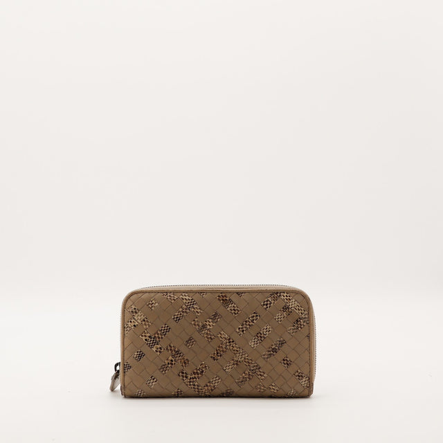 Portefeuille Bottega Veneta Intrecciato dos zip occasion authentique — AMANA Vintage