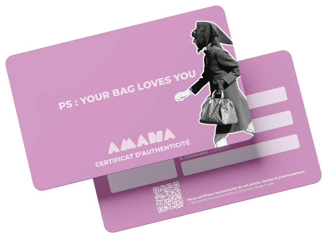 Carte d'authenticité Amana délivrée avec chaque sac de luxe d'occasion
